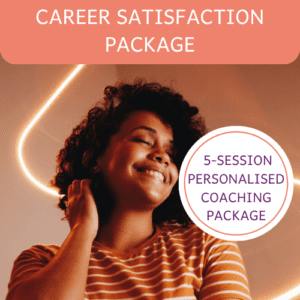 Black woman smiling with eyes closed, head back in contentment, overlay shows ‘5-session personalised coaching package’.